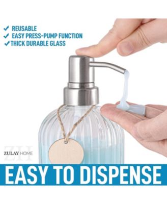 Easy Press Pump Clear Glass Hand Soap Dispenser for Bathroom