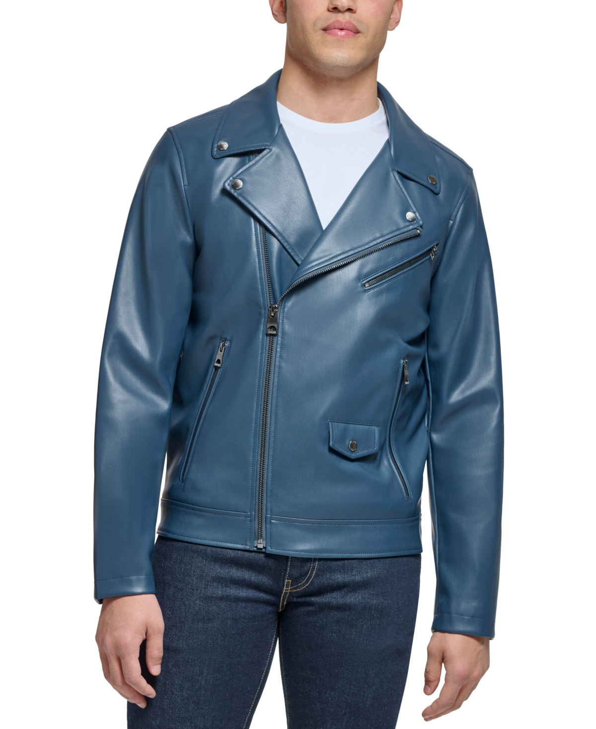 Guess Men s Faux Leather Motorcycle Jacket Smart Closet