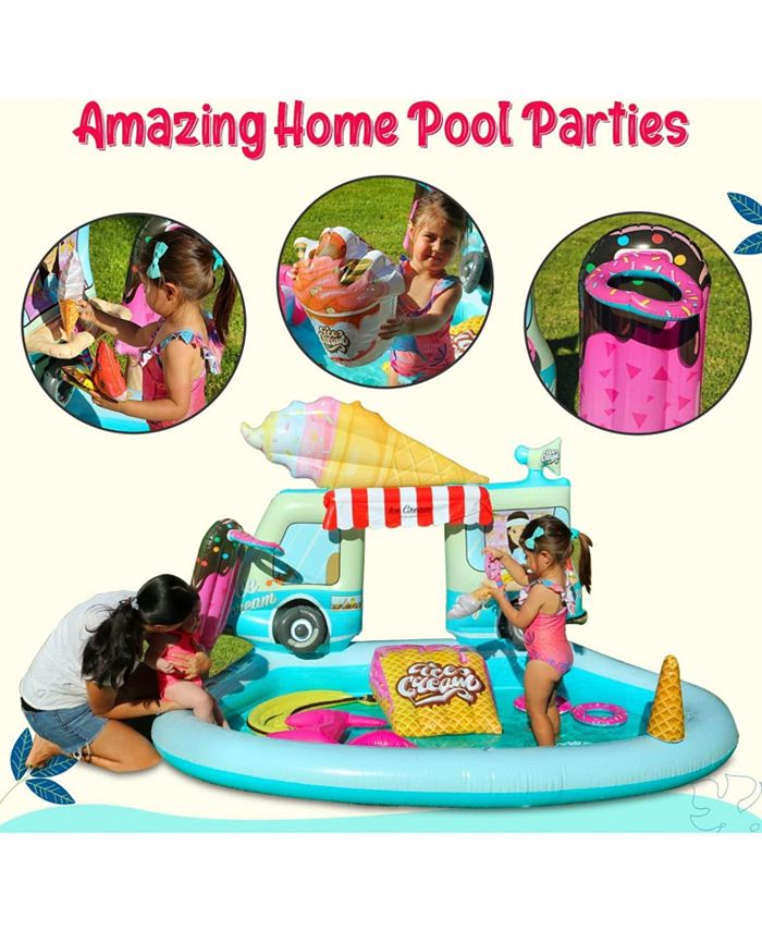 Hoovy Ice Cream Truck Themed Kiddie Pool with Sprinkler Inflatable