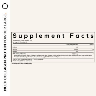 Multi Collagen Protein Powder Peptides, Hydrolyzed, Type I, II, III, V, X Grass Fed All in One Super Bone Broth Collagen Supplement, 20 Ounces