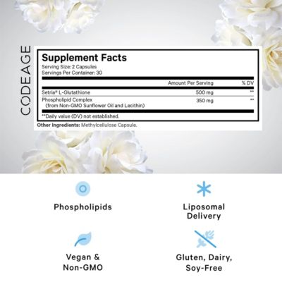 Liposomal Glutathione Supplement - Pure Reduced Setria L-Glutathione, Liposomal Delivery, Encapsulated Glutathione Powder Pills 60 Capsules