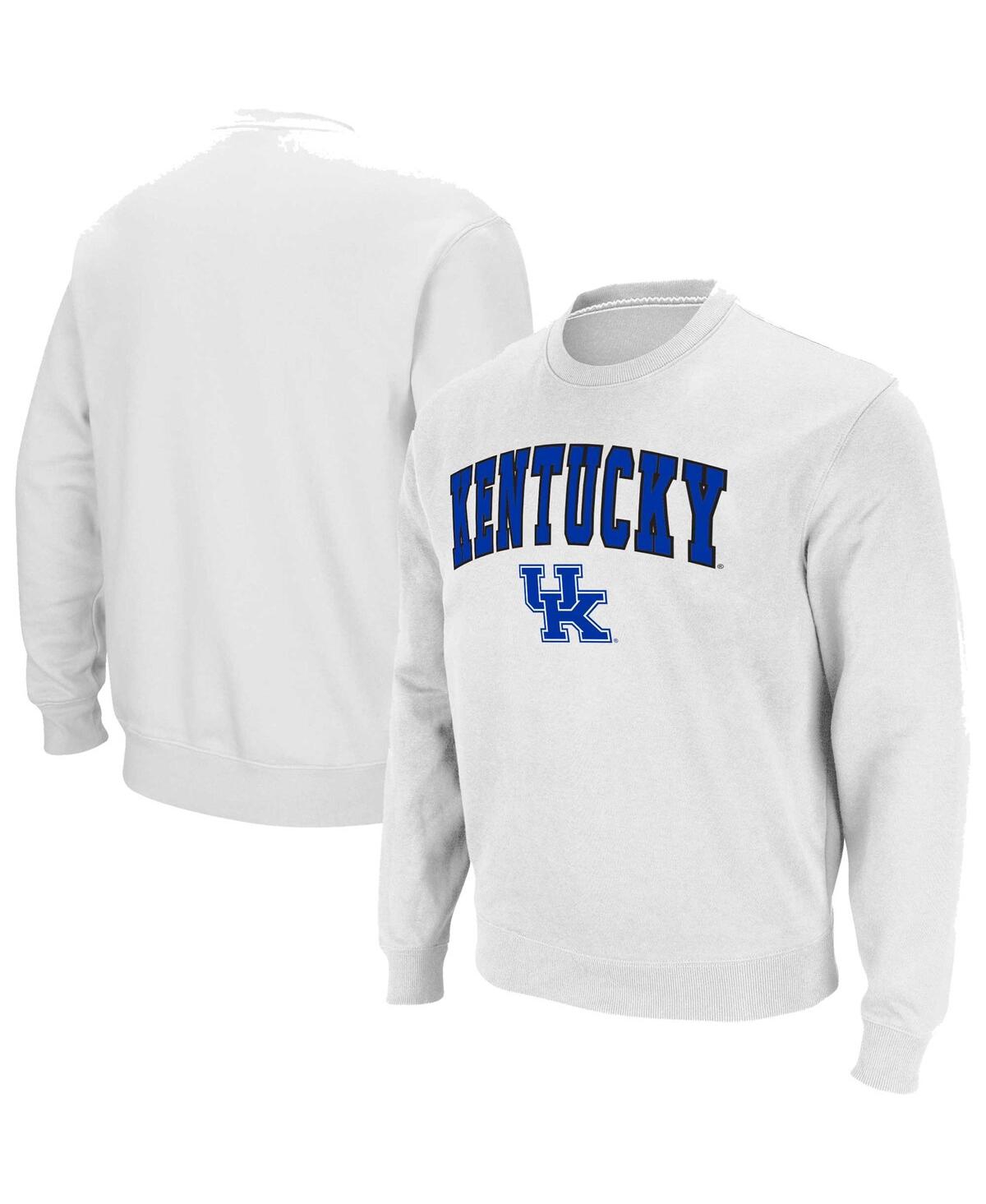 Colosseum Men's  White Kentucky Wildcats Arch And Logo Pullover Sweatshirt