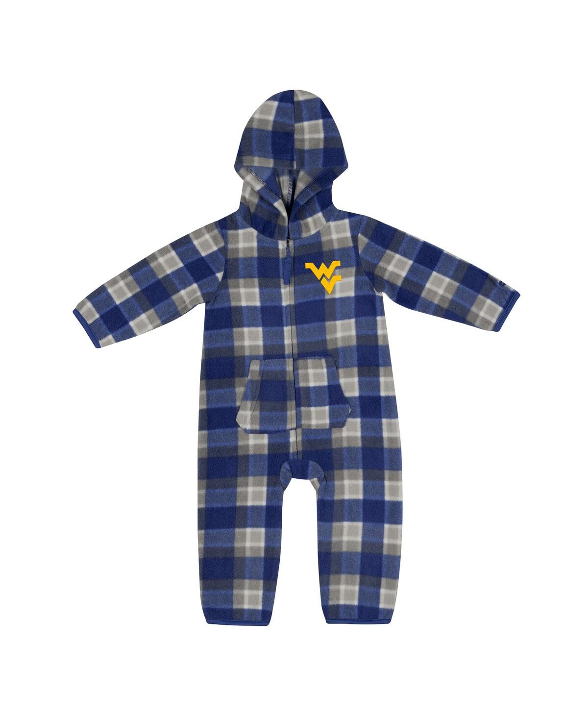 Shop Colosseum Infant Boys And Girls  Navy, Gray West Virginia Mountaineers Farays Plaid Full-zip Hoodie J In Navy,gray