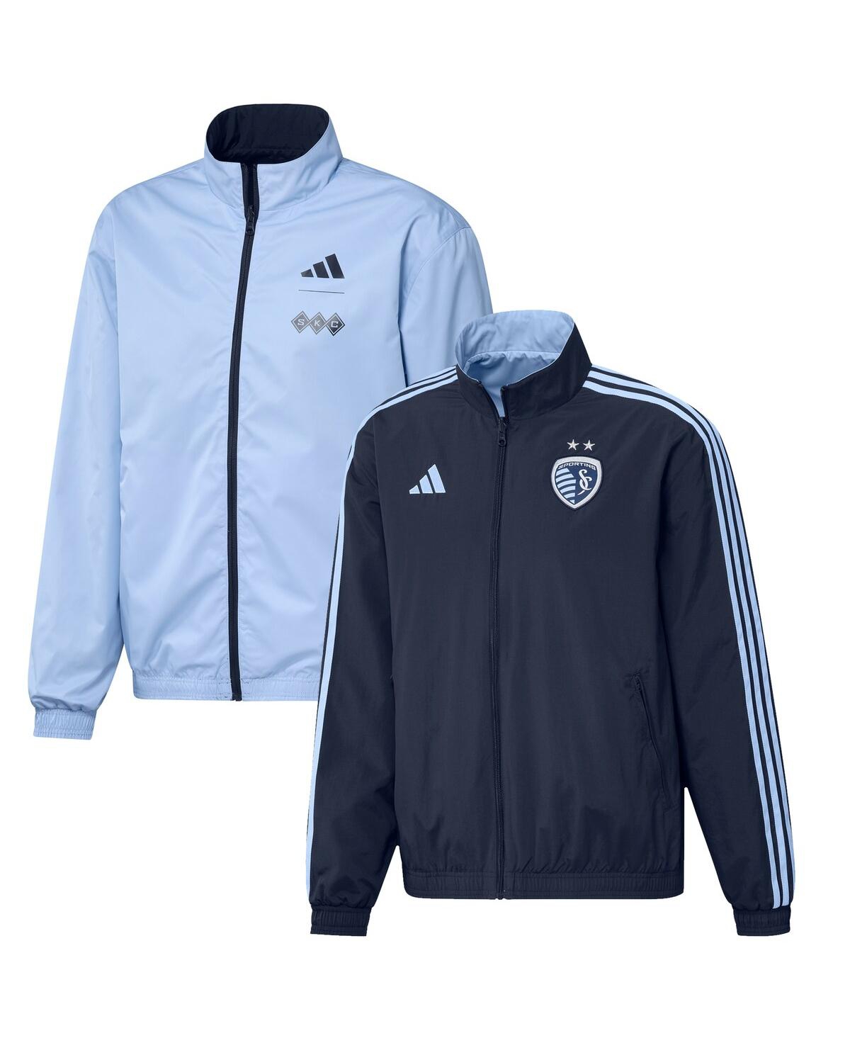 Men's adidas Light Blue Sporting Kansas City 2023 On-Field Anthem Full-Zip Reversible Team Jacket - Light Blue