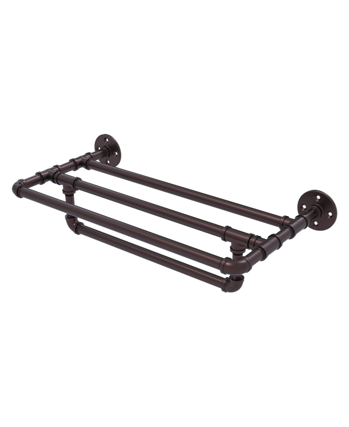 Allied Brass Pipeline Collection 36 Inch Wall Mounted Towel Shelf With Towel Bar In Oil Rubbed Bronze
