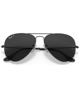 Unisex Aviator Total Black Polarized Sunglasses, RB3025