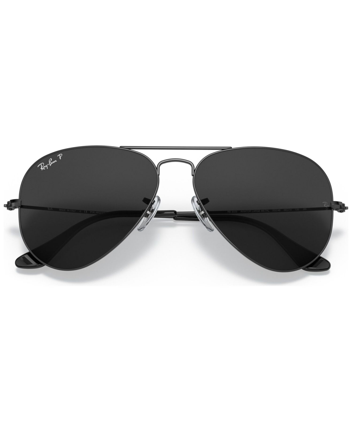 Unisex Aviator Total Black Polarized Sunglasses, RB3025