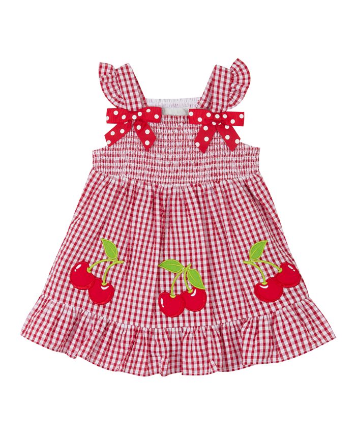 Rare Editions Baby Girls Seersucker Smocked Dress with Cherry Applique ...