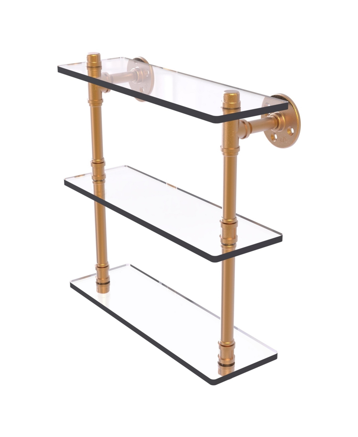 Allied Brass Pipeline Collection 16 Inch Triple Glass Shelf In Brushed Bronze