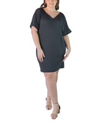 Plus Size Loose Fit V-Neck T Shirt Dress