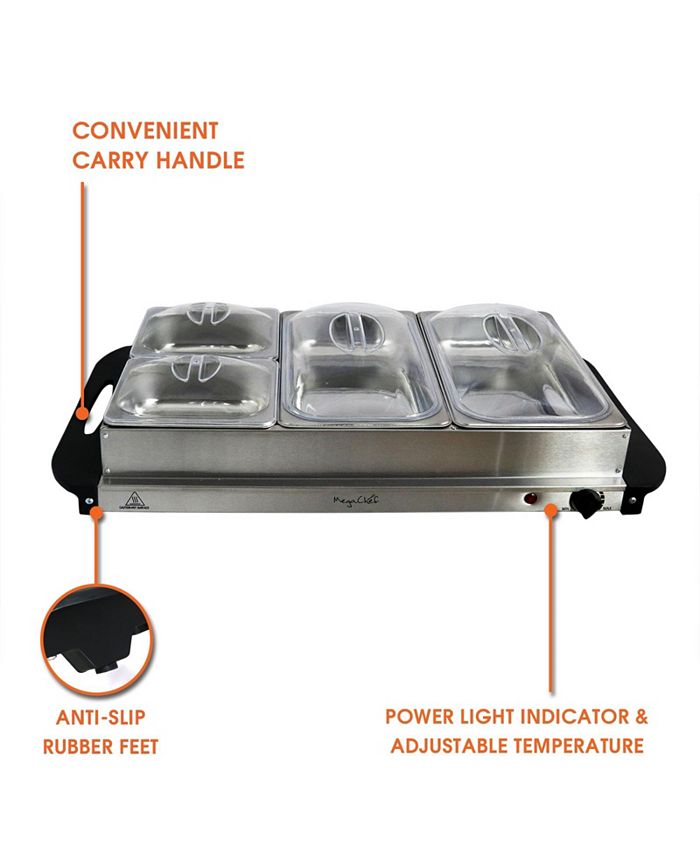 MegaChef Buffet Server & Food Warmer With 4 Removable Sectional Trays