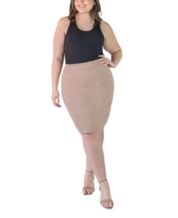 24seven Comfort Apparel Plus Size Elastic Waist Pencil Skirt - Macy's