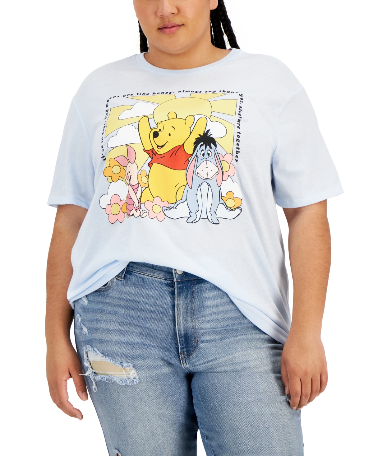 Disney Trendy Plus Size Short Sleeve Friendship T-shirt In Ice Water
