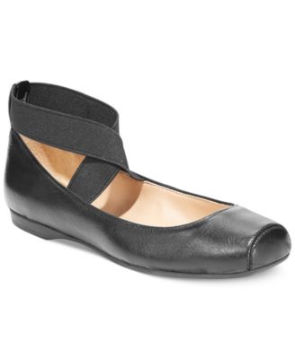 black ballet flats with strap