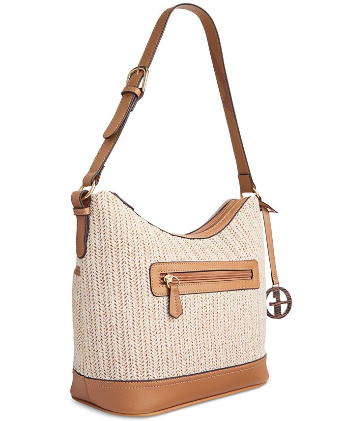 Giani Bernini Straw Medium Zippered Hobo Bag, Created for Macy's - Macy's