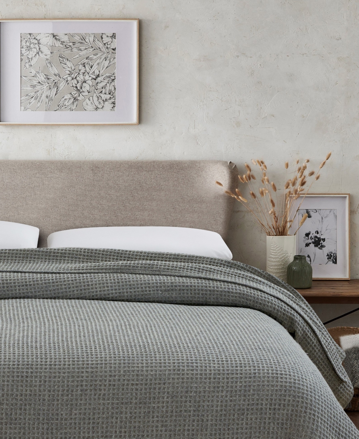 Melange Home 100% Wool Waffle Weave Blanket, King