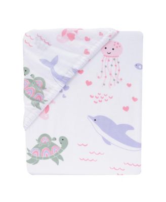 Sea Dreams Soft White 100% Cotton Nautical Ocean Fitted Crib Sheet