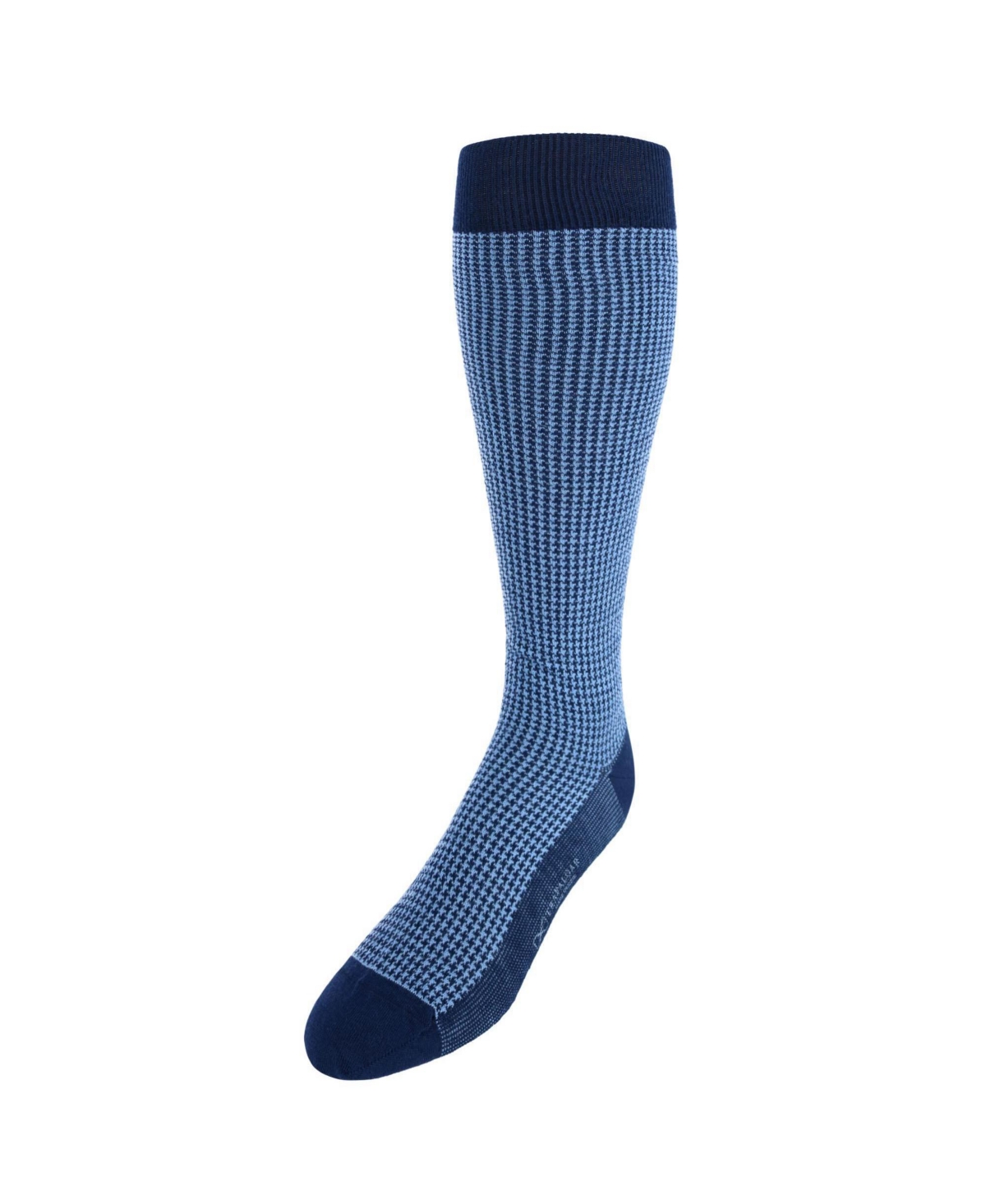 Men's Charlie Over The Calf Houndstooth Merino Wool Socks - Navy and light blue