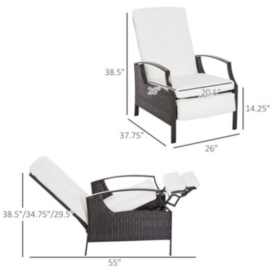 Outdoor Recliner Chair, Cushioned, &