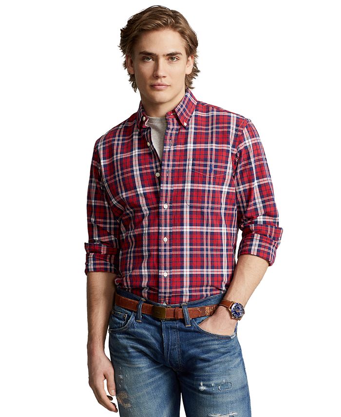Polo Ralph Lauren Men's ClassicFit Plaid Oxford Shirt Macy's