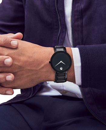 Movado - Men's Swiss Sapphire Black PVD Stainless Steel Bracelet Watch 39mm