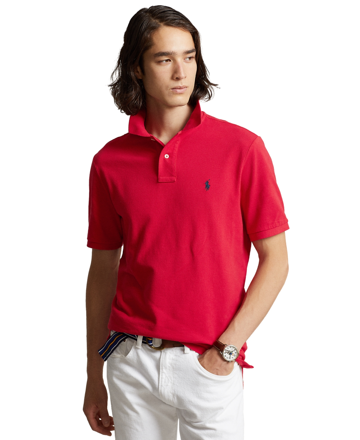 Shop Polo Ralph Lauren Men's Custom Slim Fit Mesh Polo In Rl  Red