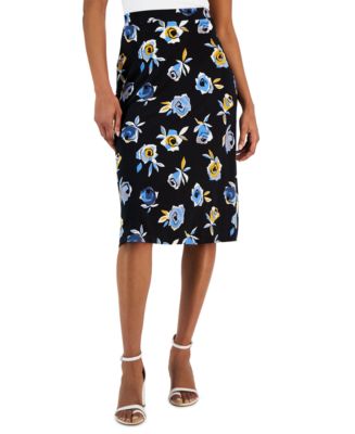 Kasper Women's Printed Stretch Knit Pull-On Midi Skirt - Macy's