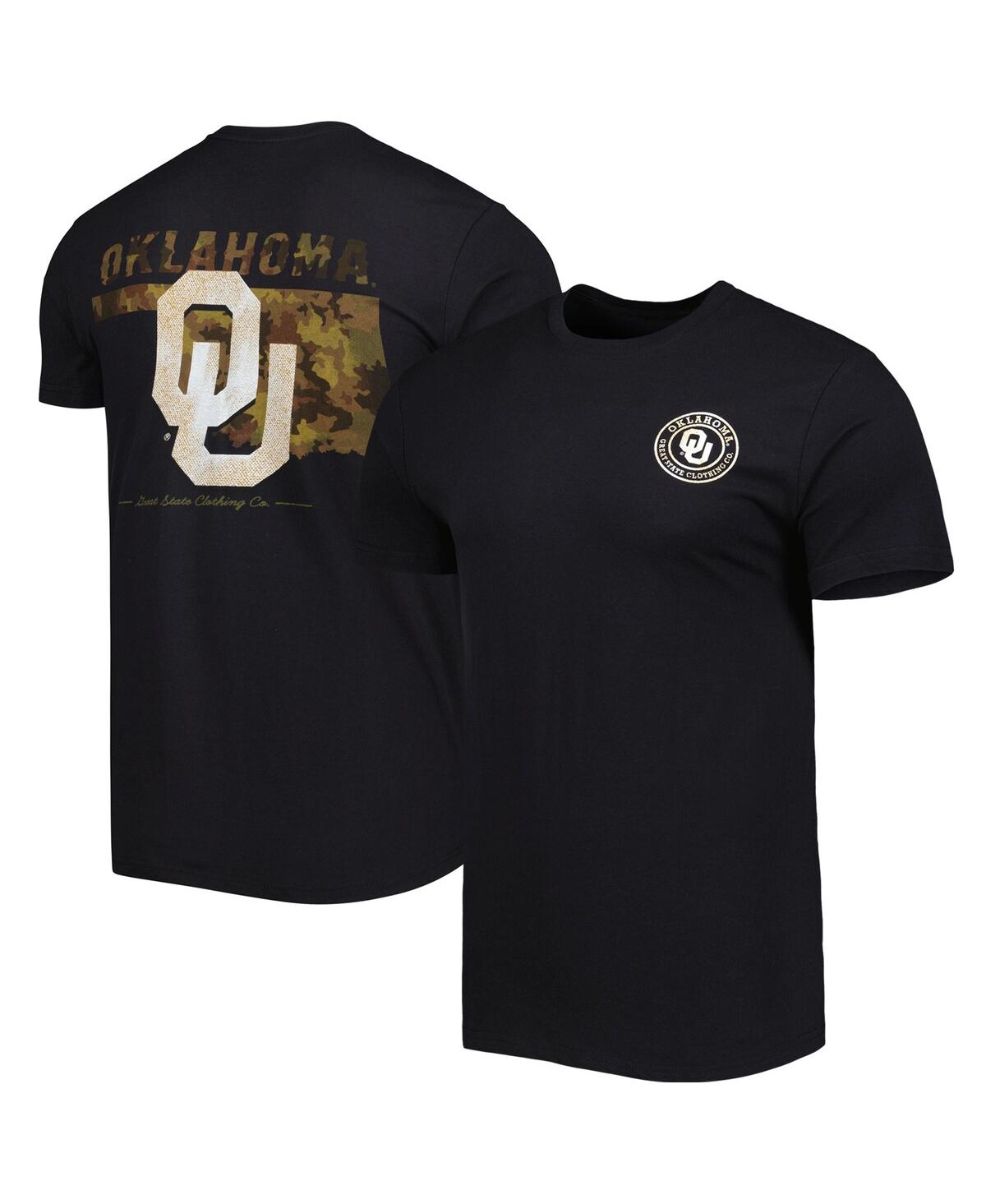 Shop Great State Clothing Men's Black Oklahoma Sooners Camo Flag 2-hit T-shirt