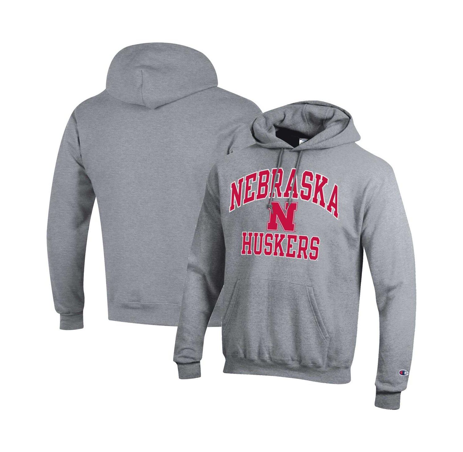 Men's Heather Gray Nebraska Huskers High Motor Pullover Hoodie