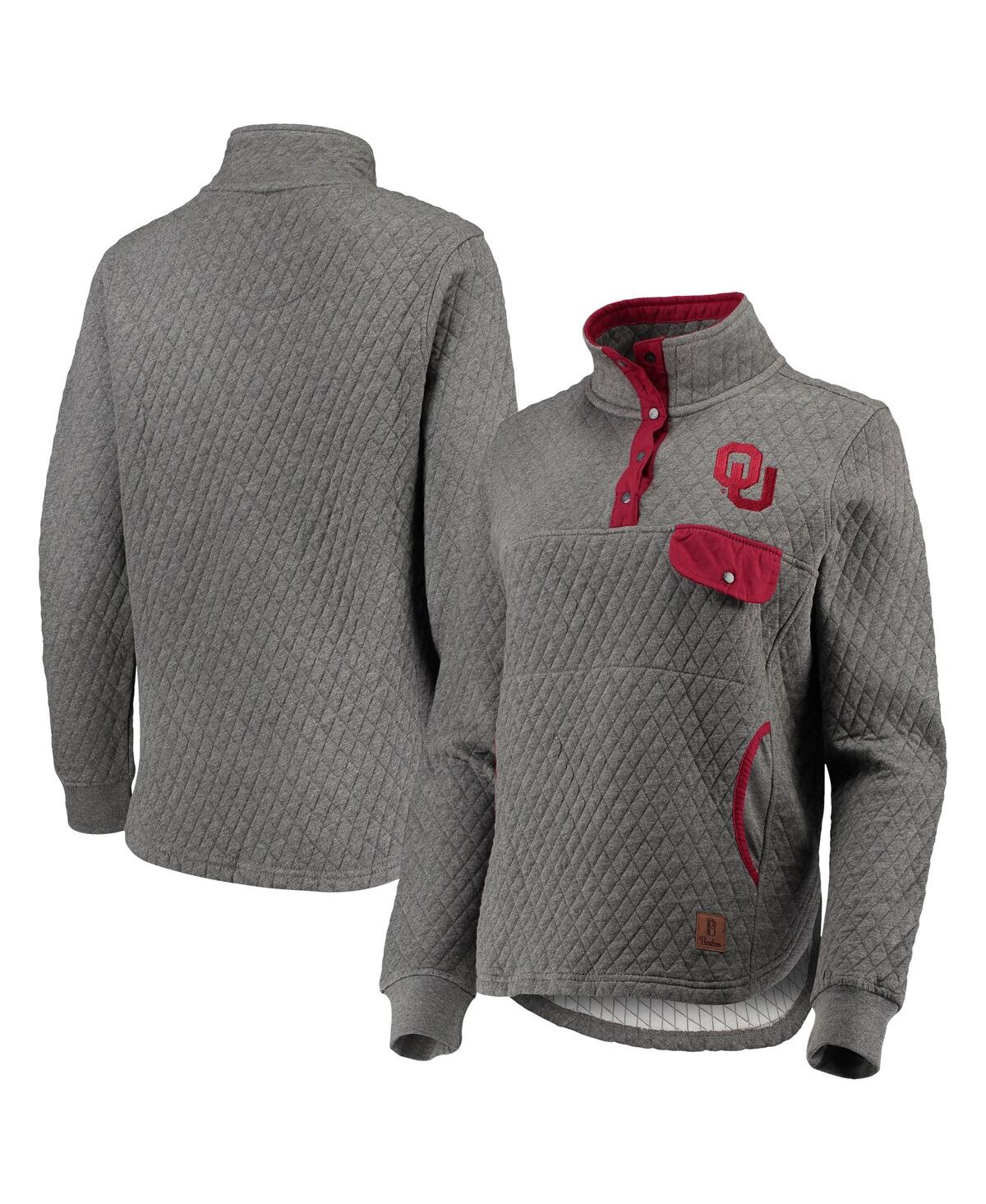 Shop Pressbox Women's  Heathered Gray, Crimson Oklahoma Sooners Magnum Quilted Quarter-snap Pullover Jacke In Heathered Gray,crimson