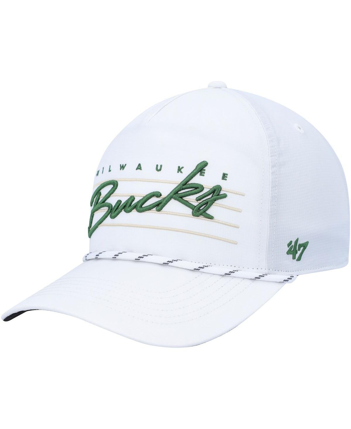 47 Brand Men's ' White Milwaukee Bucks Downburst Hitch Snapback Hat In White