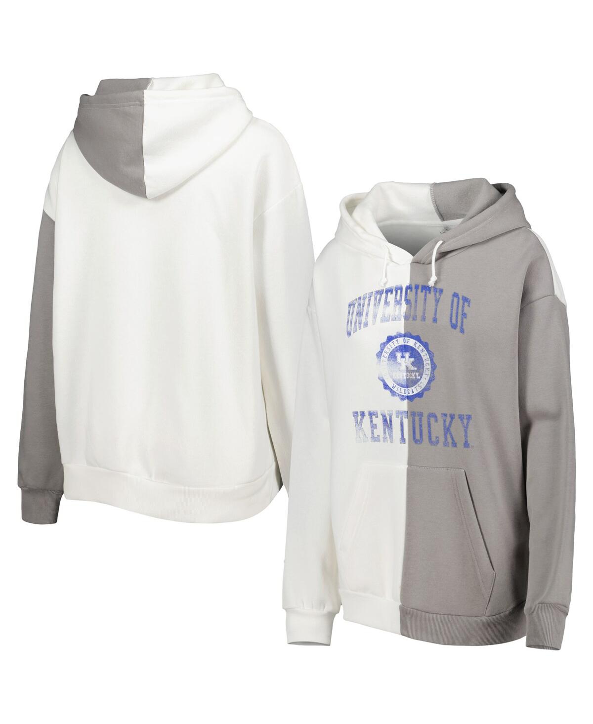 Shop Gameday Couture Women's  Gray, White Kentucky Wildcats Split Pullover Hoodie In Gray,white