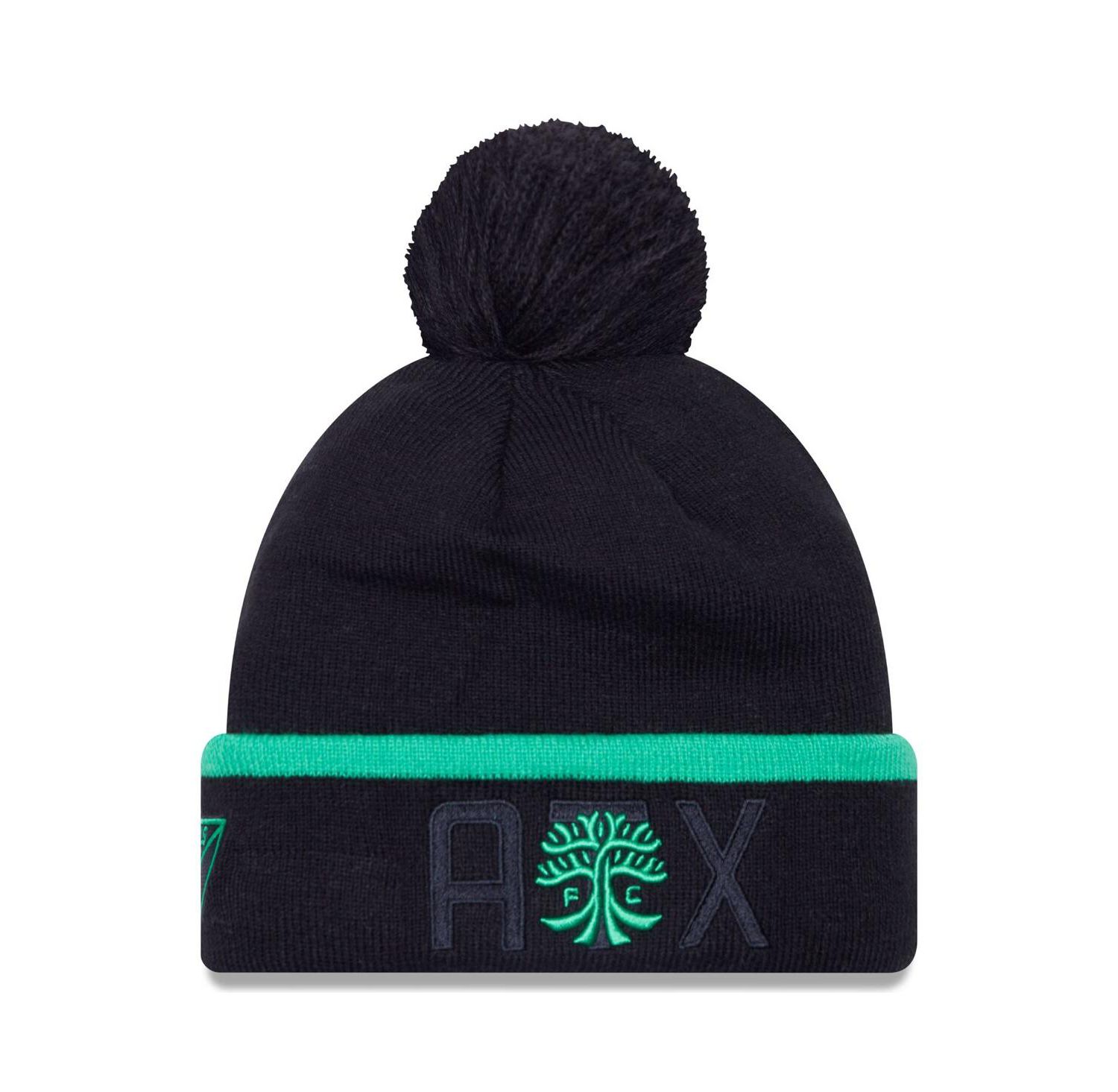 Men's Black Austin FC Wordmark Kick Off Cuffed Knit Hat with Pom