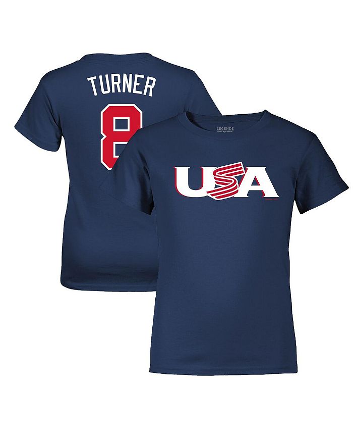 Legends Big Boys and Girls Trea Turner Navy USA Baseball 2023 World  Baseball Classic Name and Number T-shirt - Macy's