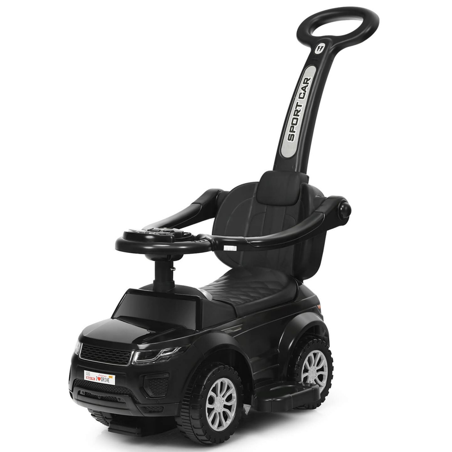 Детская игрушка Costway 3 in 1 Ride-On Push Car with Music, Ages 1+, цвет: Чёрный — фото 1