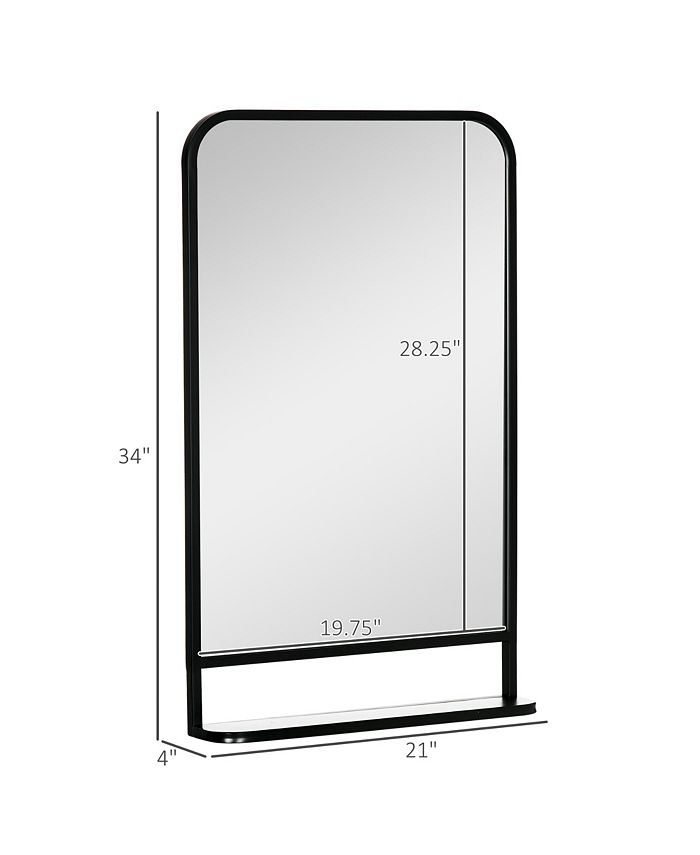 34" x 21" Rectangle Modern Wall Mirror with Storage Shelf