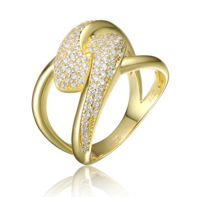 Brilliant 14K Gold Plated CZ Pave Intertwined Band Ring