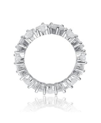 RA White Gold Plated  Heart Cubic Zirconia Band Ring