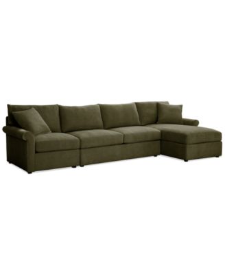 CLOSEOUT! Wrenley 134" 3-Pc. Fabric Sectional Chaise Sleeper Sofa, Created for Macy's