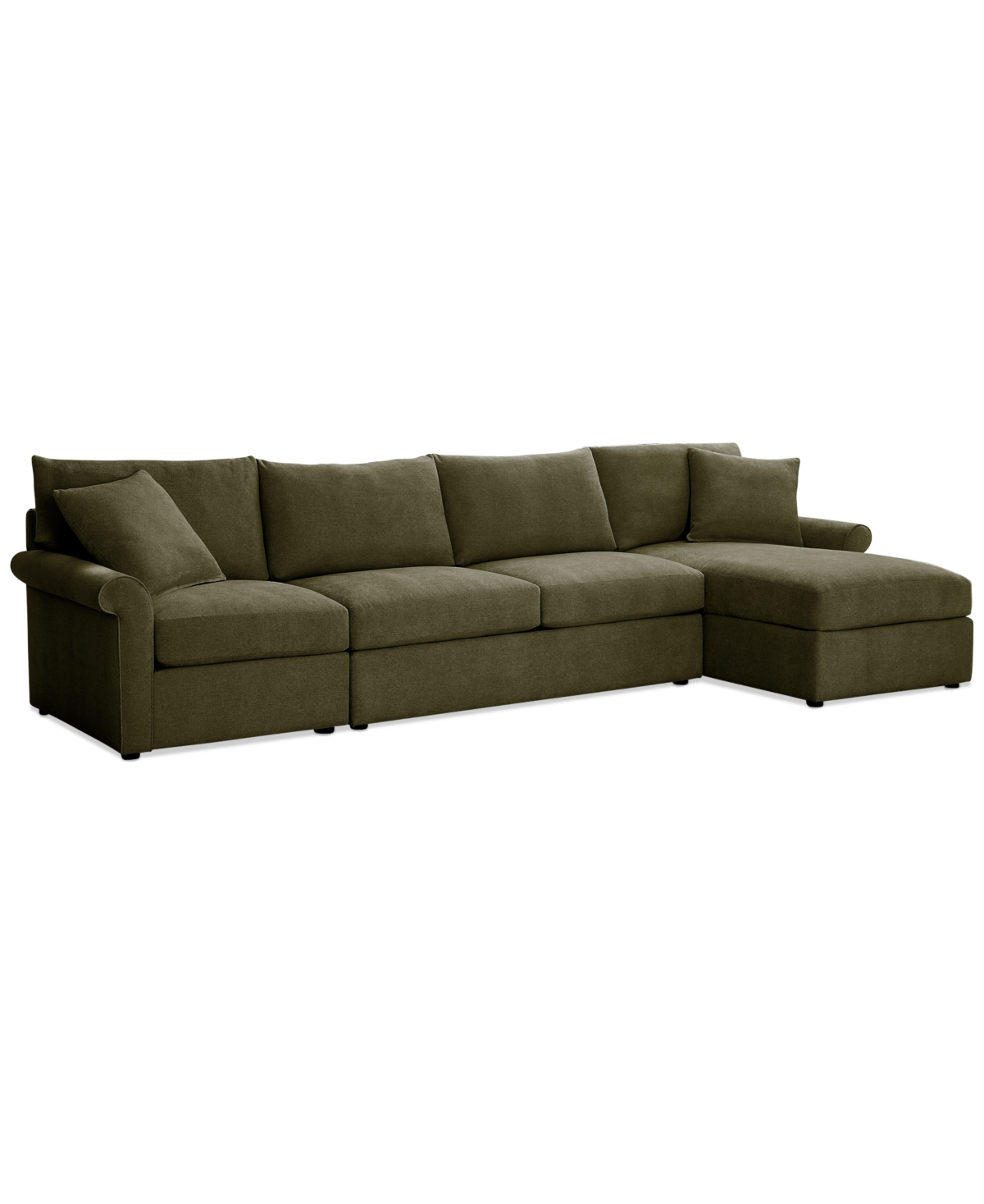 Furniture Wrenley 134" 3-pc. Fabric Sectional Chaise Sofa, Created For Macy's In Olive