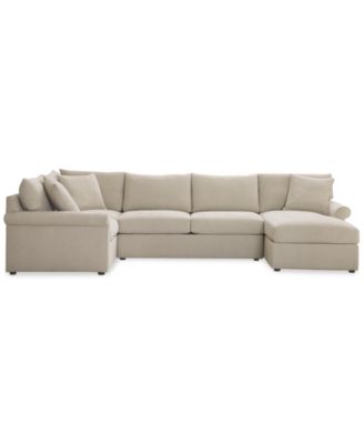 Wrenley 138" 4-Pc. Fabric Modular Chaise Sleeper Sectional Sofa