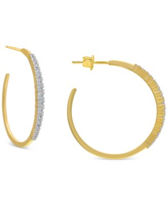 Black Spinel In & Out Medium Hoop Earrings (1-3/4 ct. t.w.) in 14k Gold-Plated Sterling Silver, 1.2" (Also in Lab-Grown White Sapphire)
