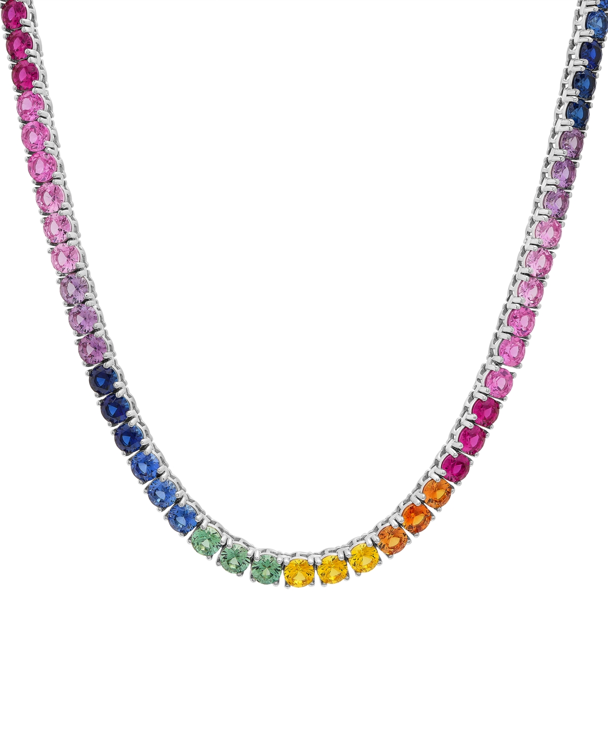 Macy's Lab-grown Multi-sapphire 24" Statement Necklace (48-1/3 Ct. T.w.) In Sterling Silver