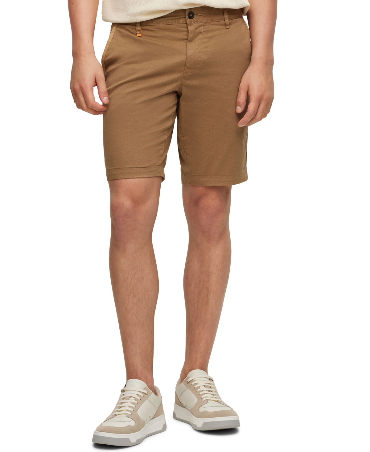 Hugo Boss Slim-fit Shorts In Printed Stretch-cotton Twill In Open