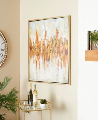 Canvas Abstract Framed Wall Art with Gold-Tone Frame, 39" x 2" x 39"