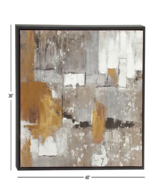 Canvas Abstract Framed Wall Art with Black Frame, 48" x 2" x 36"