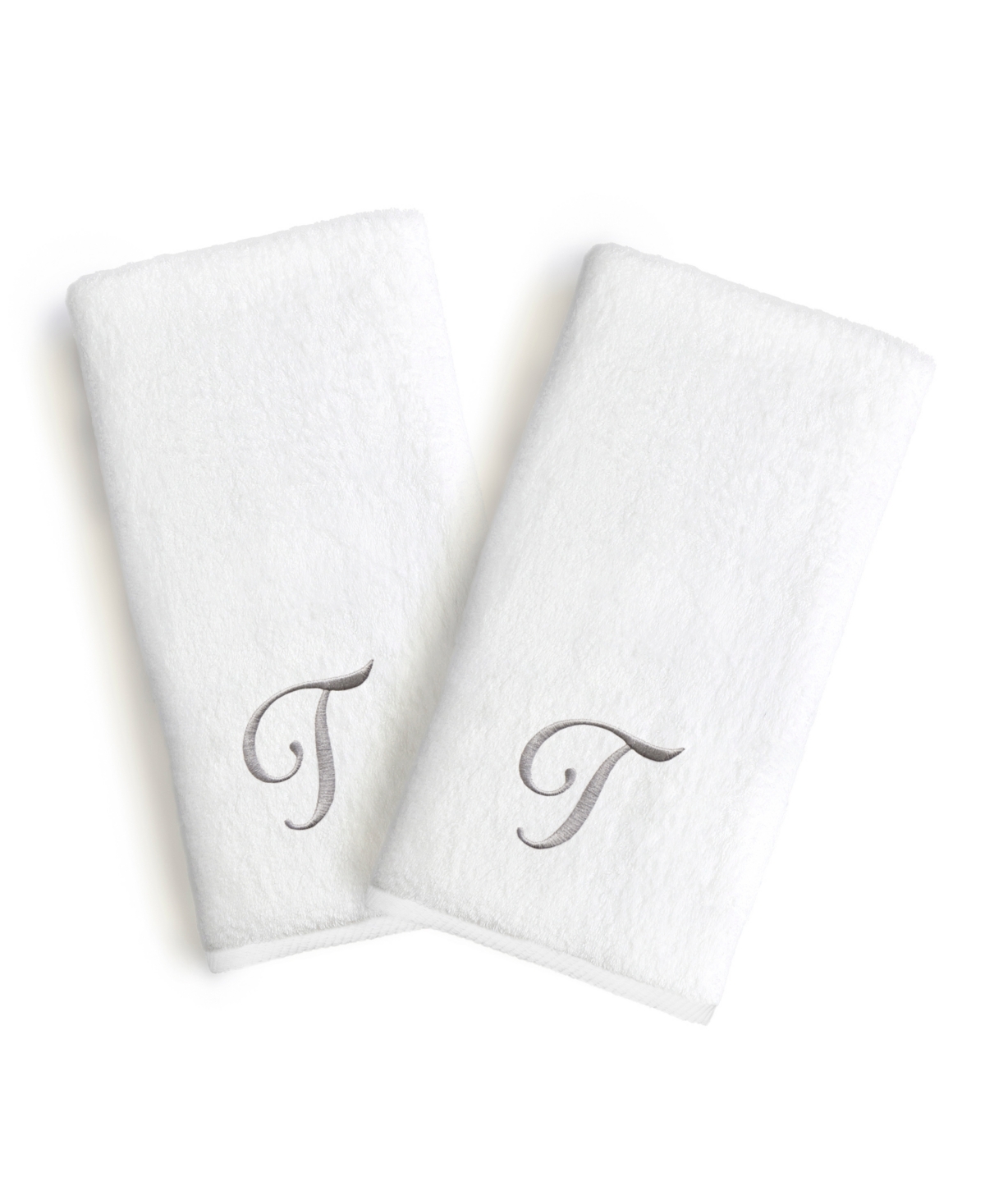 Linum Home Linum Gray Font Monogrammed Luxury 100% Turkish Cotton Novelty 2-Piece Towels, 16