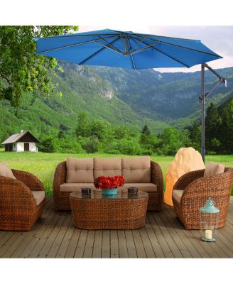 10' Hanging Umbrella Patio Sun Shade Offset Outdoor Market W/ Cross Base