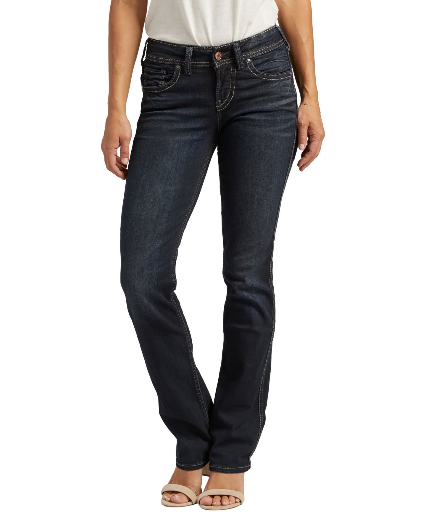 Женские джинсы Silver Jeans Co. Suki Mid Rise Curvy Bootcut, цвет: Индиго — фото 1