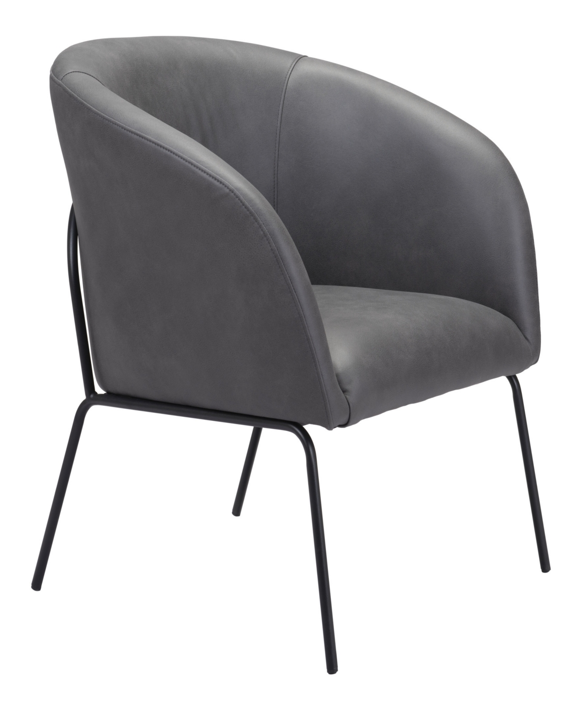 Zuo Steel, Polyester Quinten Boho Chic Accent Chair - Vintage-like Gray, Gold